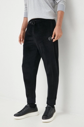 Armani Exchange pantaloni de trening barbati, culoarea negru, neted