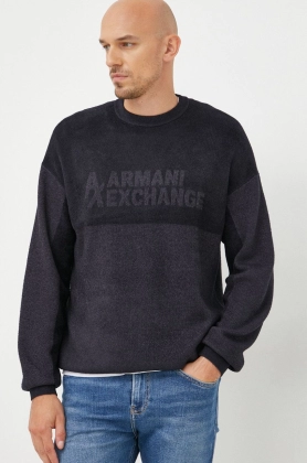 Armani Exchange pulover barbati, culoarea albastru marin, light