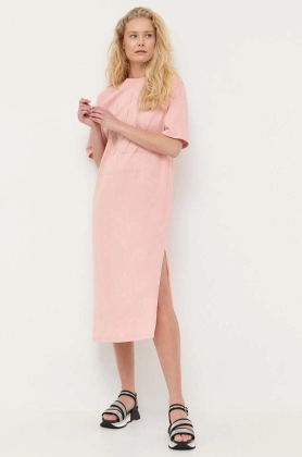 Armani Exchange rochie culoarea roz, maxi, oversize