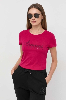 Armani Exchange tricou din bumbac culoarea roz