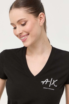 Armani Exchange tricou femei, culoarea negru