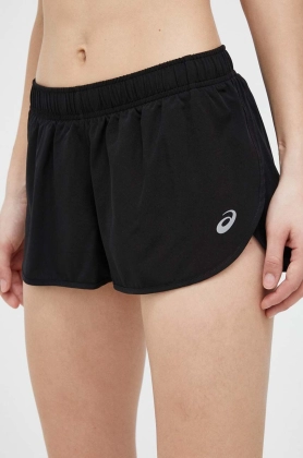 Asics pantaloni scurti de alergare Core Split culoarea negru, neted, medium waist