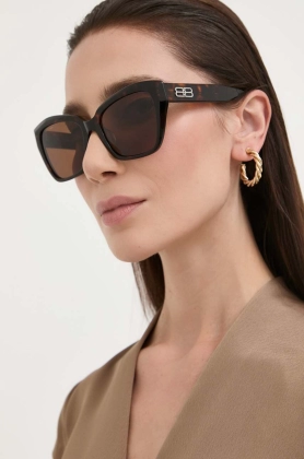 Balenciaga ochelari de soare BB0273SA femei, culoarea maro