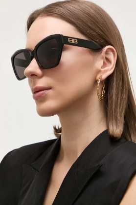 Balenciaga ochelari de soare BB0273SA femei, culoarea negru