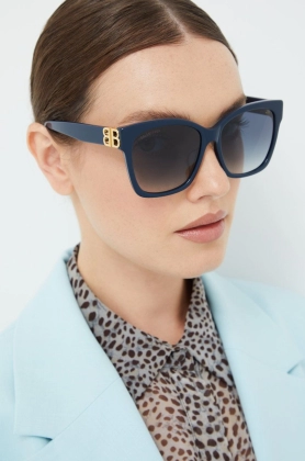 Balenciaga ochelari de soare femei, culoarea albastru marin