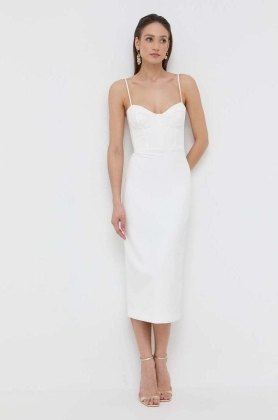 Bardot rochie culoarea alb, midi, drept