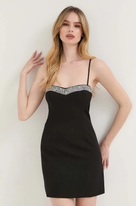 Bardot rochie culoarea negru, mini, drept