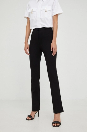 Beatrice B pantaloni femei, culoarea negru, evazati, medium waist
