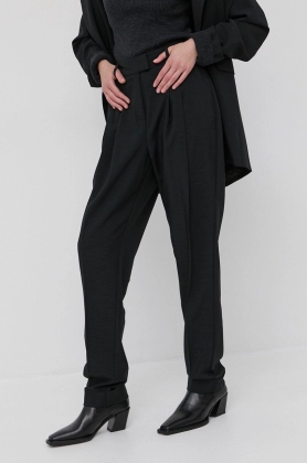 Birgitte Herskind Pantaloni Brenda femei, culoarea negru, model drept, high waist