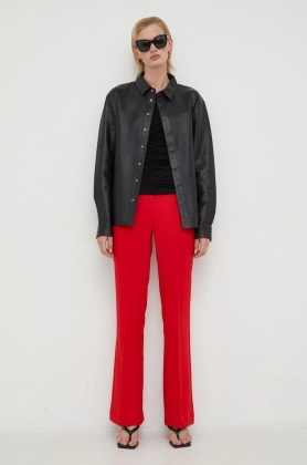 Birgitte Herskind pantaloni femei, culoarea rosu, drept, high waist