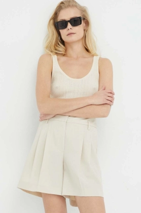 Birgitte Herskind pantaloni scurti femei, culoarea bej, neted, high waist