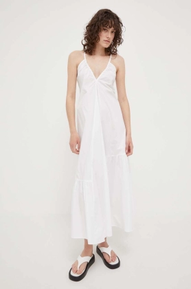 Birgitte Herskind rochie din bumbac culoarea alb, maxi, evazati