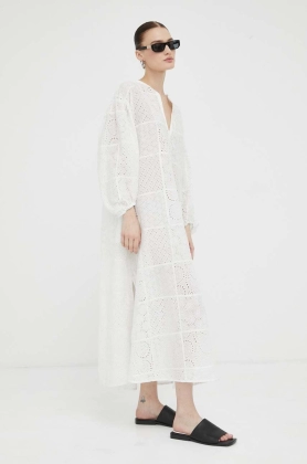 Birgitte Herskind rochie din bumbac culoarea alb, midi, oversize