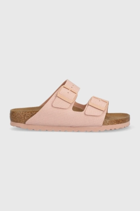 Birkenstock papuci ARIZONA RIVET LOGO femei, culoarea roz, 1021473