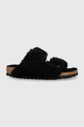 Birkenstock papuci de lana Arizona Bb Shearling , culoarea negru