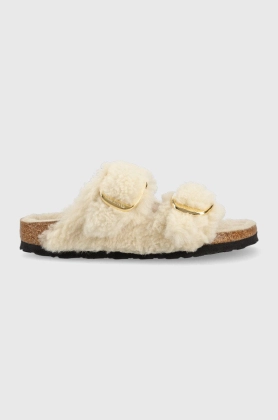 Birkenstock papuci de lana Arizona Bb Shearling femei, culoarea gri