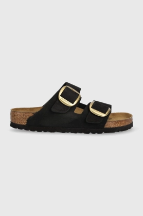 Birkenstock papuci din piele ARIZONA BIG BUCKLE femei, culoarea negru, 1023239