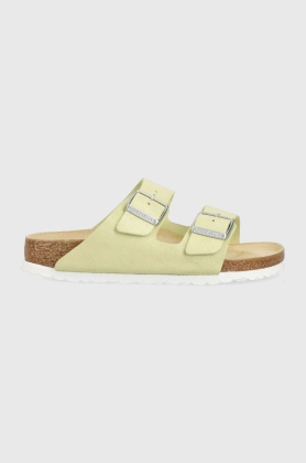 Birkenstock papuci din piele Arizona BS femei, culoarea galben, 1024201