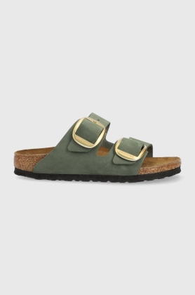 Birkenstock papuci din piele Arizona femei, culoarea verde, 1025367