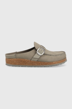 Birkenstock papuci din piele Buckley femei, culoarea gri, 1023649