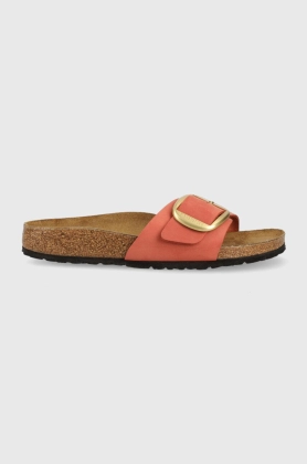 Birkenstock papuci din piele Madrid femei, culoarea portocaliu, 1025407