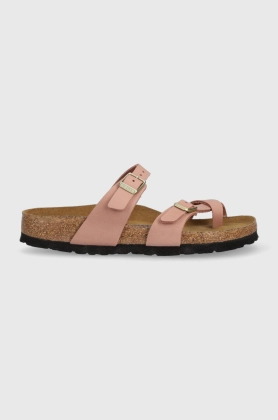 Birkenstock papuci din piele Mayari SFB femei, culoarea roz, 1024049