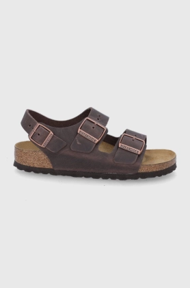 Birkenstock Sandale de piele Milano femei, culoarea maro