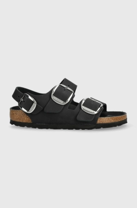 Birkenstock sandale de piele Milano femei, culoarea negru