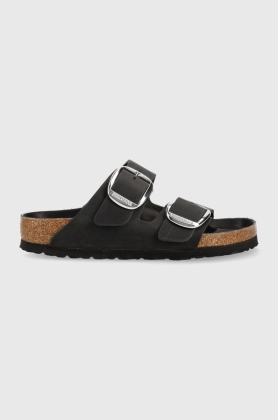 Birkenstock slapi de piele ARIZONA BIG BUCKLE femei, culoarea negru, 1011074