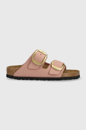 Birkenstock slapi de piele ARIZONA BIG BUCKLE femei, culoarea roz, 1024074