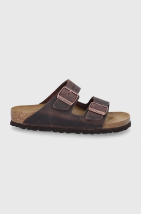 Birkenstock Slapi de piele Arizona femei, culoarea maro