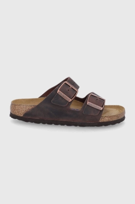 Birkenstock Slapi de piele Arizona femei, culoarea maro