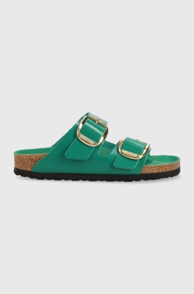 Birkenstock slapi de piele Arizona femei, culoarea verde, 1025383