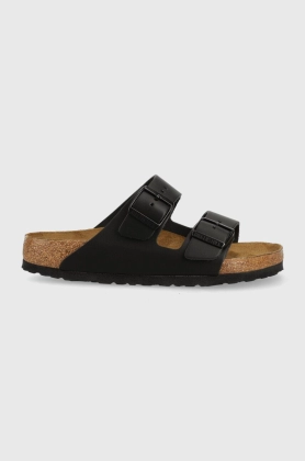 Birkenstock slapi de piele Arizona NL femei, culoarea negru