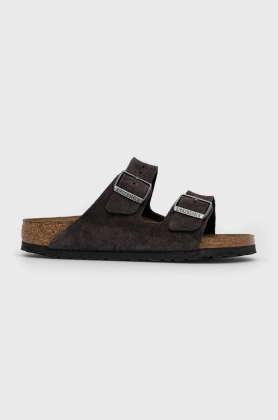 Birkenstock slapi de piele Arizona Sfb femei, culoarea gri