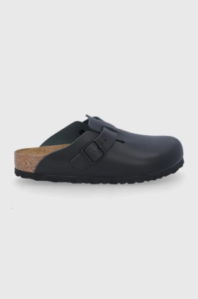 Birkenstock slapi de piele Boston femei, culoarea negru