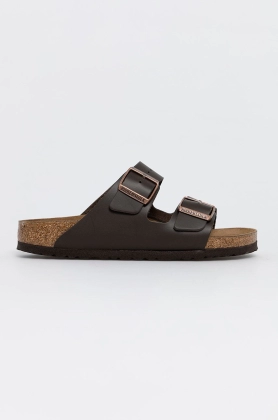 Birkenstock Slapi de piele femei, culoarea maro