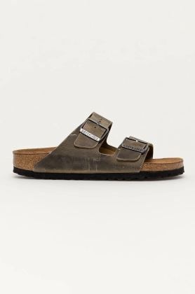 Birkenstock Slapi de piele femei, culoarea verde