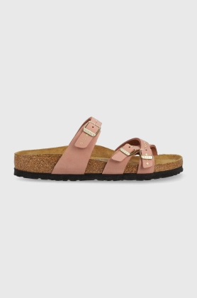 Birkenstock slapi de piele Franca Injected Rivets SFB femei, culoarea roz, 1024261