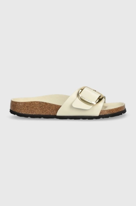 Birkenstock slapi de piele Madrid femei, culoarea bej, 1025298