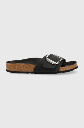 Birkenstock slapi de piele Madrid femei, culoarea negru, 1006522