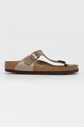 Birkenstock Slapi femei, culoarea bej, cu toc plat