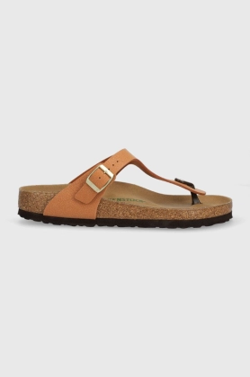 Birkenstock slapi femei, culoarea maro, cu toc plat