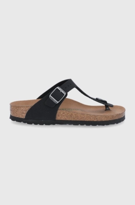 Birkenstock Slapi femei, culoarea negru, cu toc plat