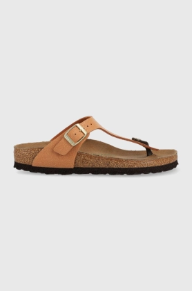 Birkenstock slapi GIZEH BS femei, culoarea maro, cu toc plat