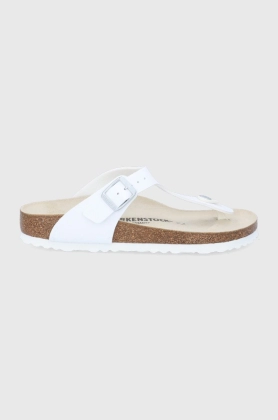 Birkenstock Slapi Gizeh femei, culoarea alb, cu toc plat