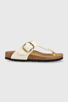 Birkenstock slapi Gizeh femei, culoarea bej, cu toc plat, 1025503