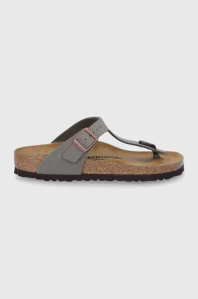 Birkenstock Slapi Gizeh femei, culoarea gri, cu toc plat