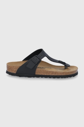 Birkenstock Slapi Gizeh femei, culoarea negru, cu toc plat