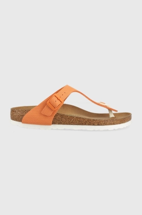 Birkenstock slapi Gizeh femei, culoarea portocaliu, cu toc plat, 1025560